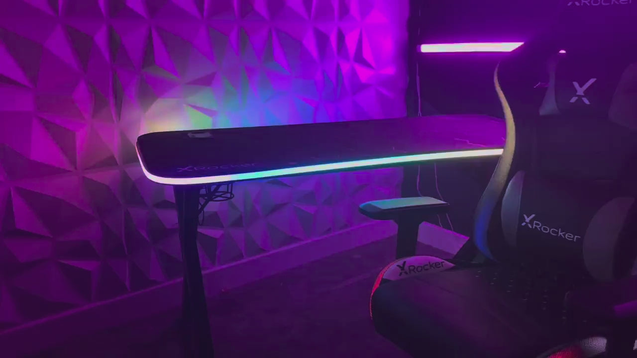X Rocker Pulsar Max RGB Gaming Desk with LED Lights
